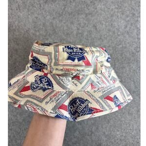 Vintage 60s Pabst Blue Ribbon Bucket Hat AOP Retro Beer Label Print XL USA PBR